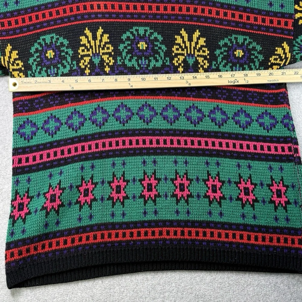 Vintage Jamie Scott Sweater‎ Knit 80s Colorful Geometric Pattern Korea M